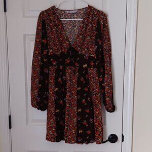 Floral Patchwork Bow Midi Dress